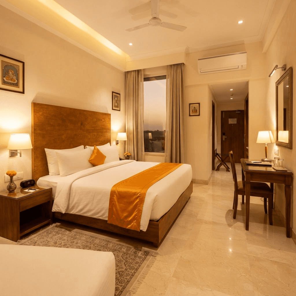 Deluxe Room interior at Hotel Shyam Toran Dwar