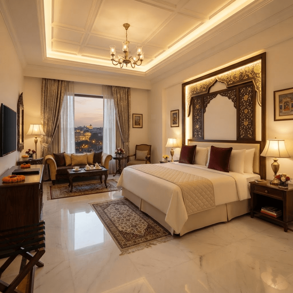 Luxury Room interior at Hotel Shyam Toran Dwar